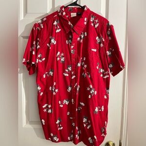 Men's X Large (XL) Kohl’s Red Mickey Mouse All Over Print button down shirt.